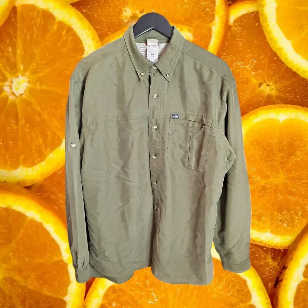 The North Face Men's Khaki Syncline Roll Up Long Sleeve‎ Button Up Shirts Size M